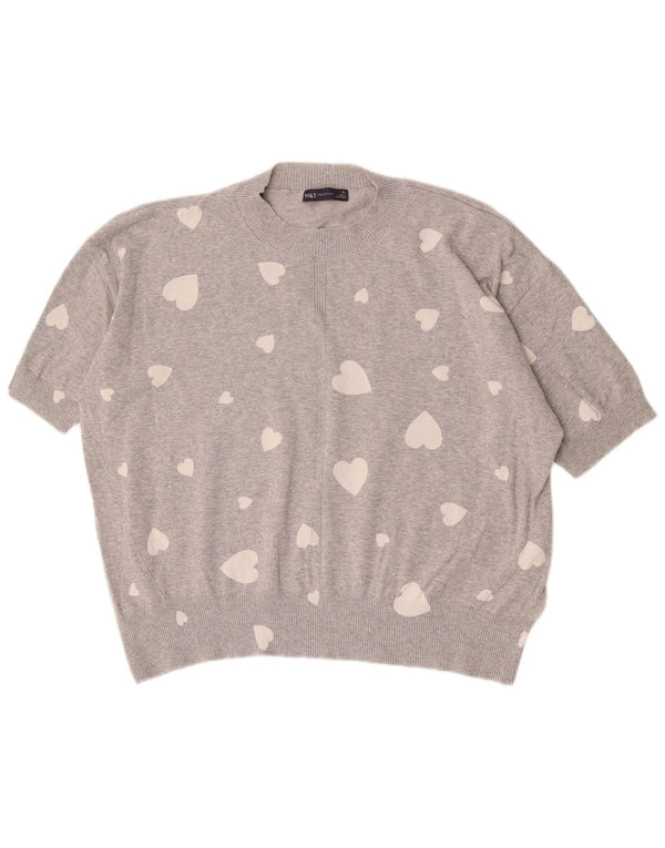Maglione maglione collo alto a maniche corte da donna Marks & Spencer UK 18 XL Gre