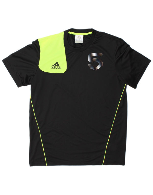 Adidas T-shirt grafica da uomo Top Medium Black Colourblock poliestere sportivo