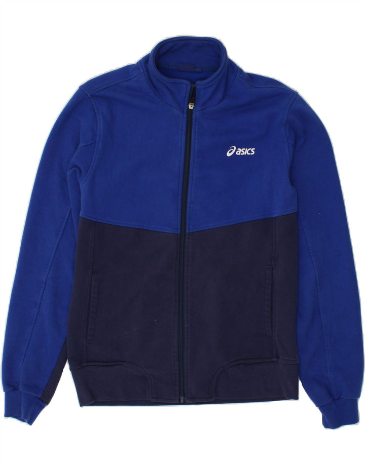 ASICS Womens Tracksuit Top Jacket UK 16 Large Blue Colourblock Vintage Asics and Second-Hand Asics from Messina Hembry 