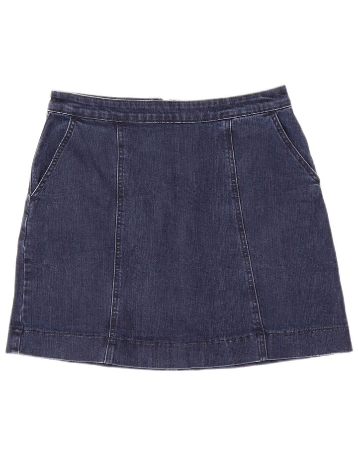 Gonna in denim da donna Oasis UK 12 media W28 cotone blu navy