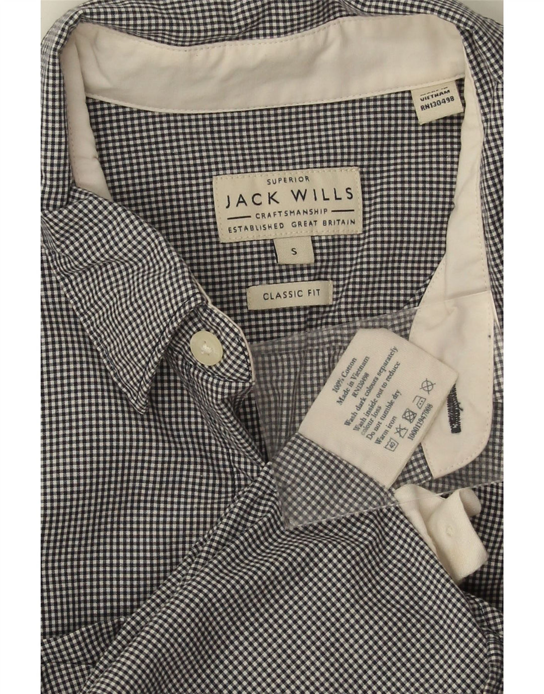 Camicia da uomo Classic Fit Jack Wills piccola in cotone a quadretti nero