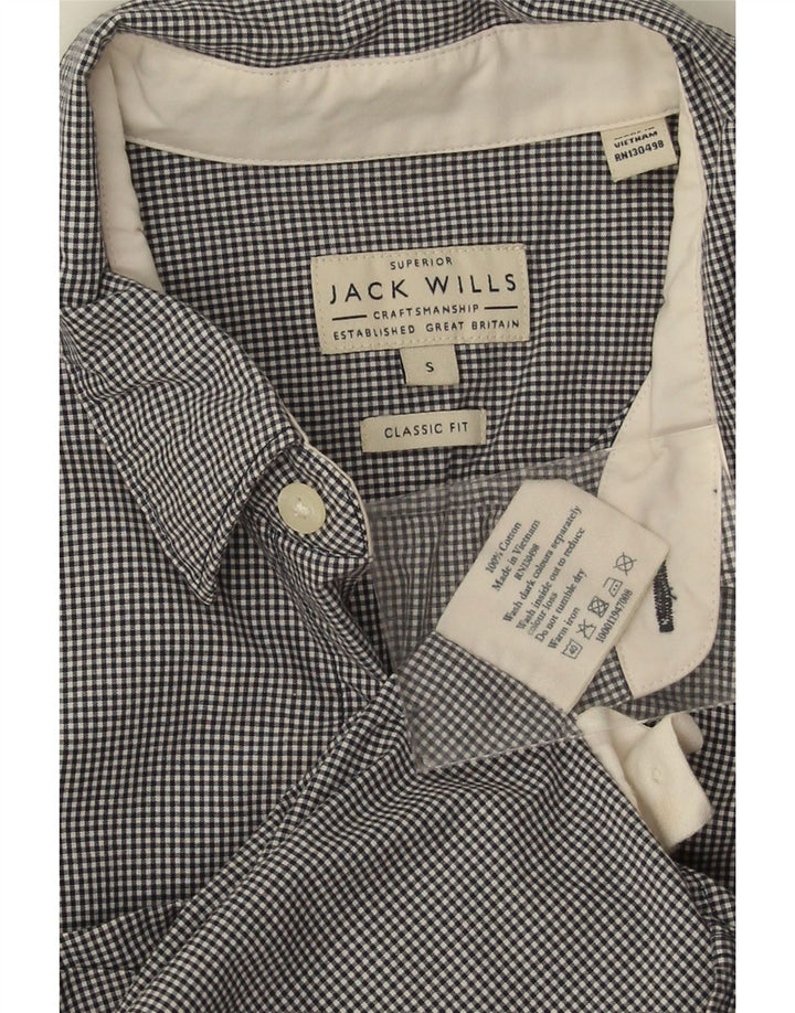 Camicia da uomo Classic Fit Jack Wills piccola in cotone a quadretti nero