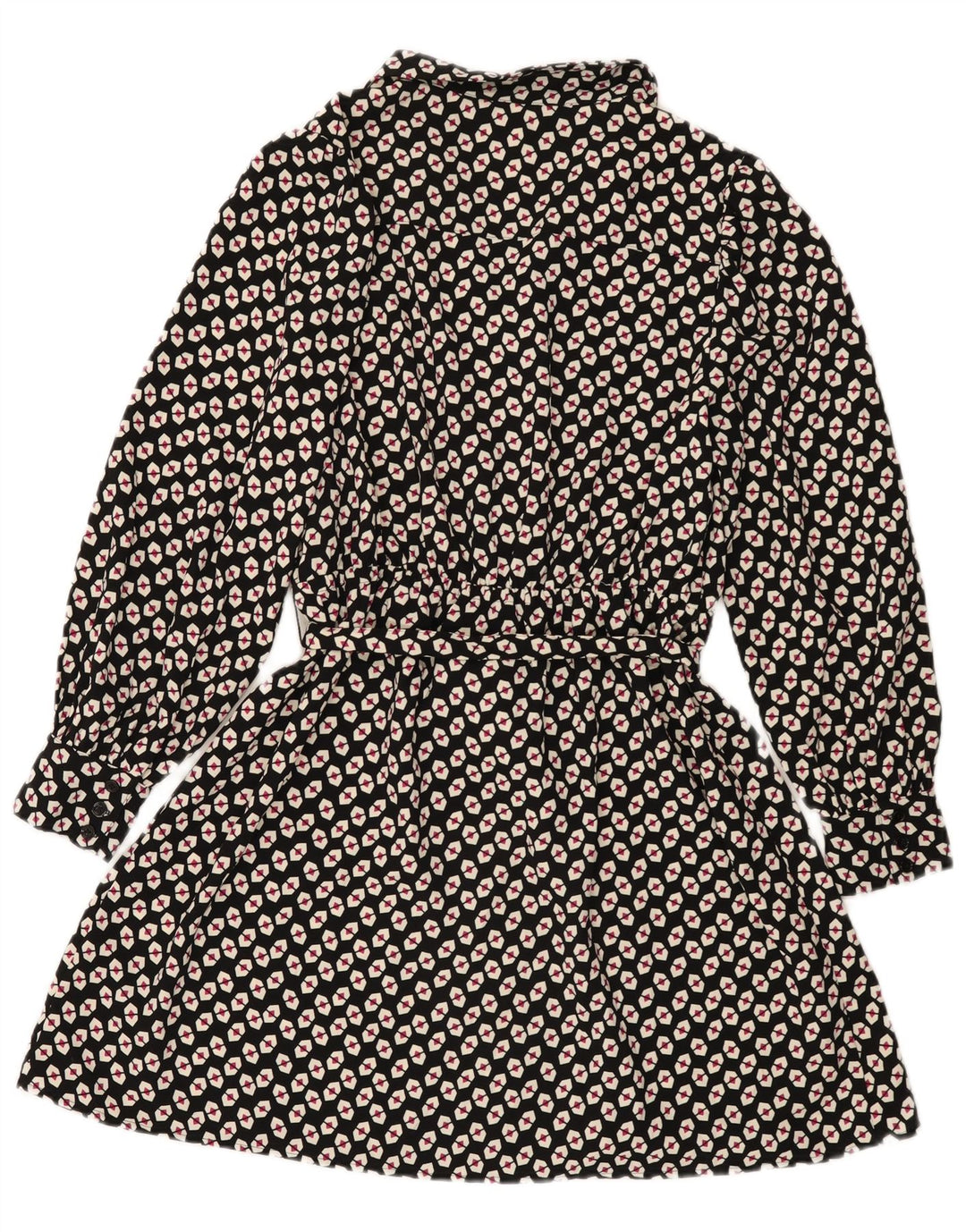 Abito camicia da donna Marks & Spencer UK 14 Grande poliestere geometrico nero