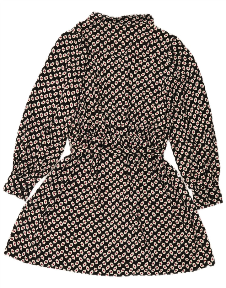 Abito camicia da donna Marks & Spencer UK 14 Grande poliestere geometrico nero