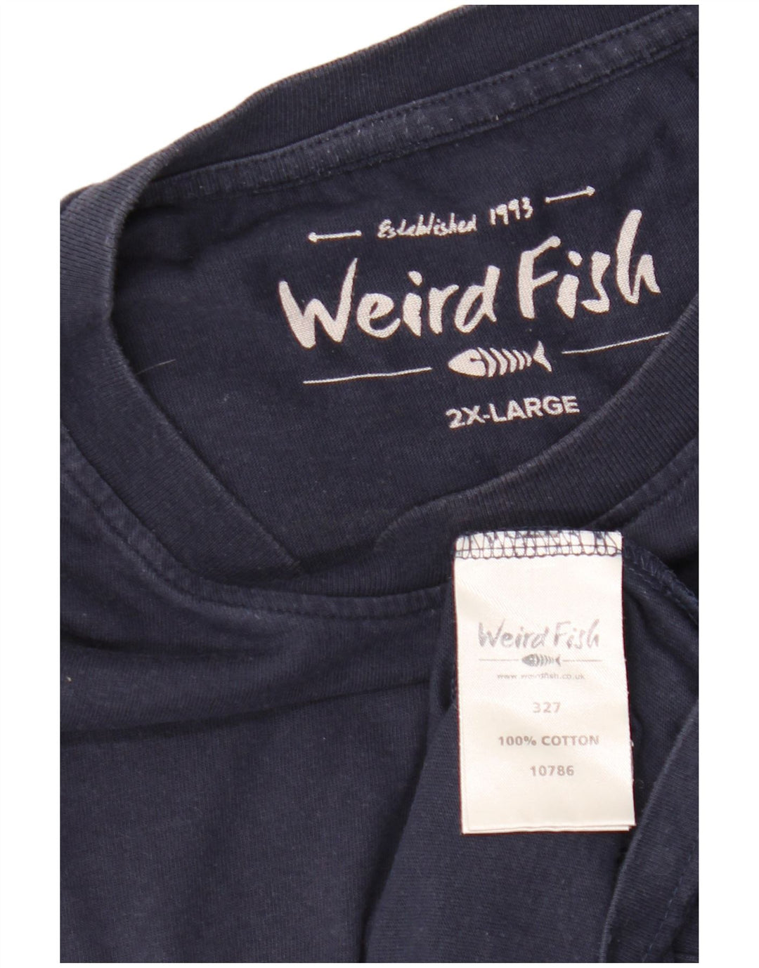 WEIRD FISH T-shirt grafica da uomo Top 2XL cotone blu navy