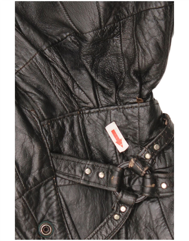 Giacca in pelle bomber da donna vintage UK 12 in pelle nera media