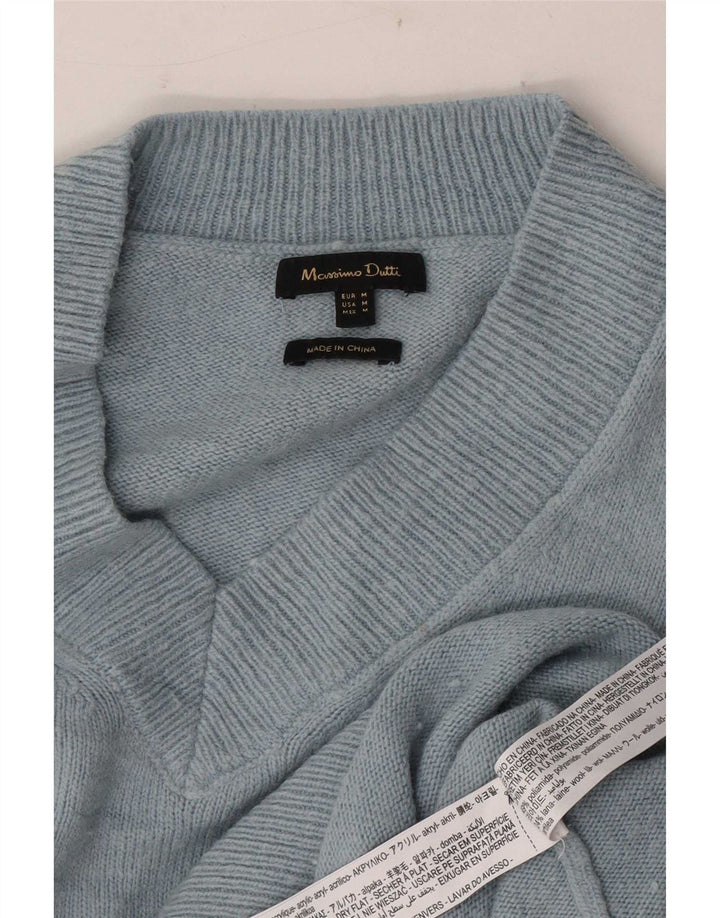Maglione maglione da donna con scollo a V Massimo Dutti UK 14 Poliammide blu medio
