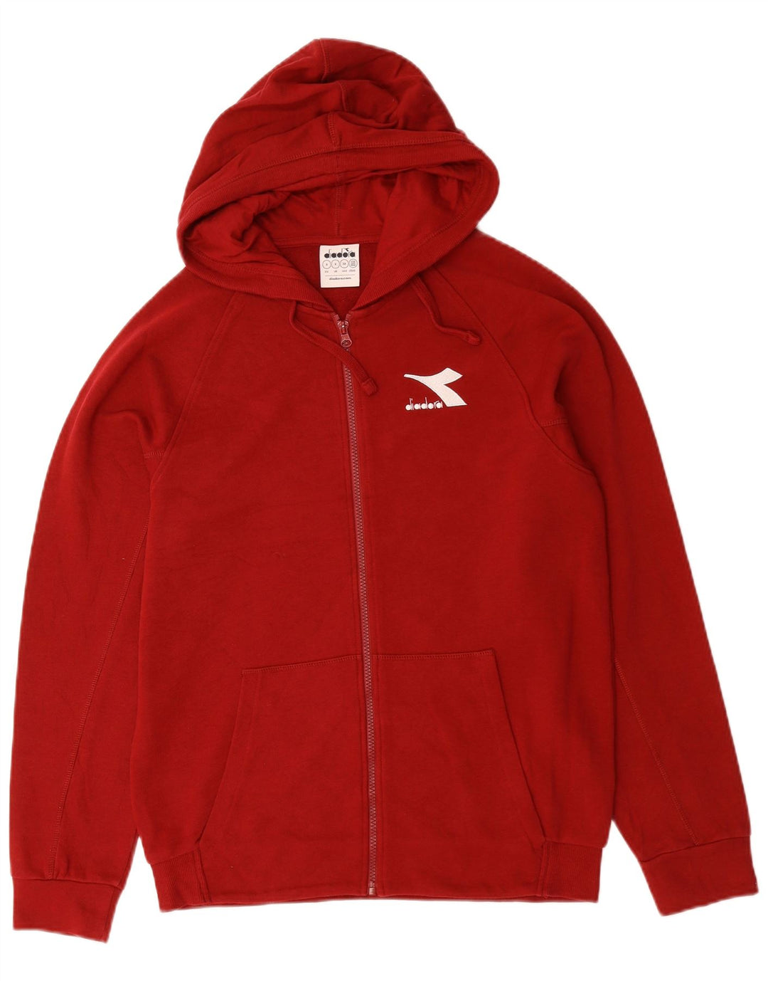 DIADORA Felpa con cappuccio e zip da uomo piccola in cotone rosso