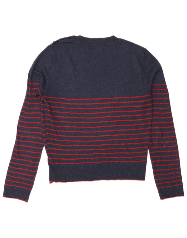 Maglione maglione girocollo da donna Zara UK 14 medio a righe blu navy