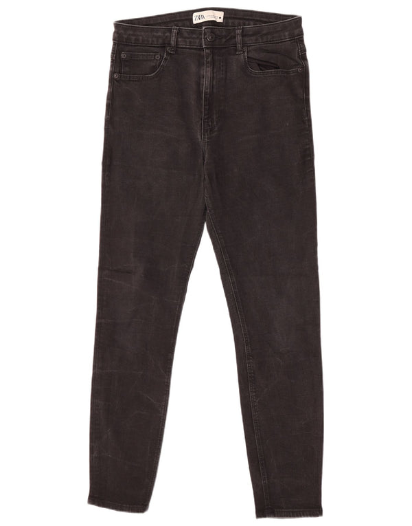 Jeans skinny a vita alta da donna Zara EU 42 Large W32 L28 cotone nero