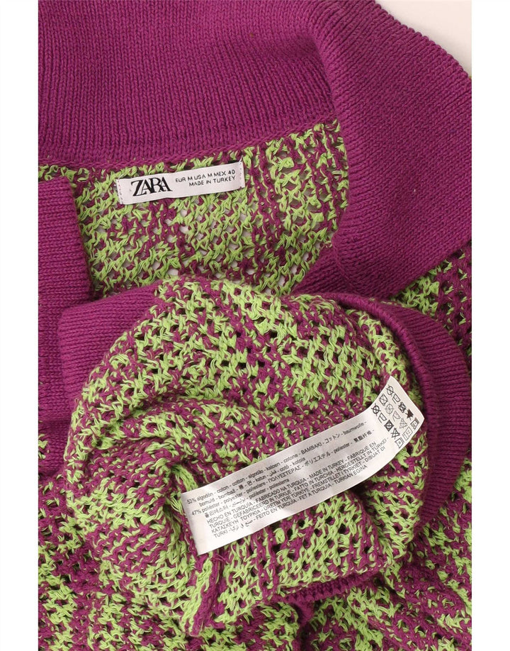 Zara Maglione da uomo con collo alto trasparente con collo alto, viola medio geometrico