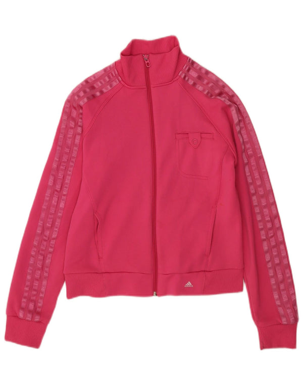 Giacca da ginnastica corta da donna Adidas UK 12 poliestere rosa medio