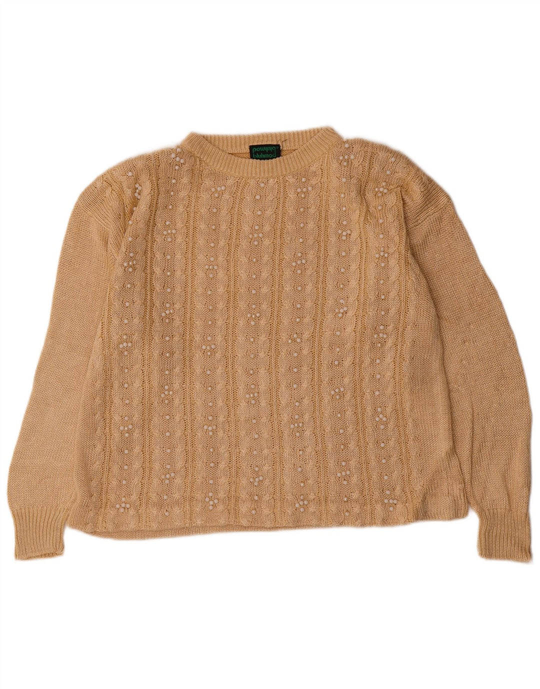 Bluhmod maglione da donna girocollo vestibilità ampia UK 16 grande lino beige