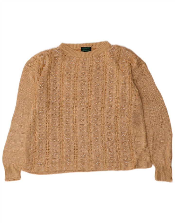 Bluhmod maglione da donna girocollo vestibilità ampia UK 16 grande lino beige