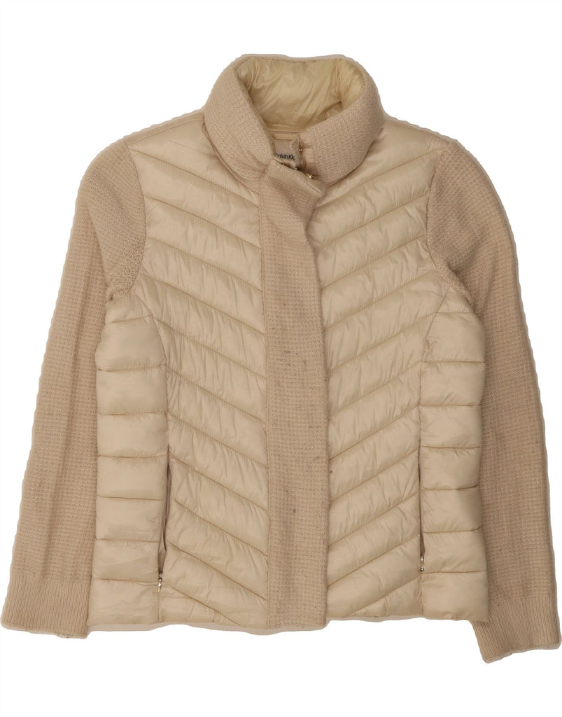 CALVIN KLEIN Womens Padded Jacket UK 14 Medium Beige Polyester Vintage Calvin Klein and Second-Hand Calvin Klein from Messina Hembry 