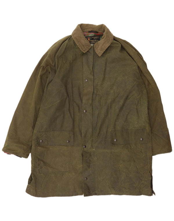 Cappotto vintage da uomo in cotone cerato country wear UK 42 XL kaki