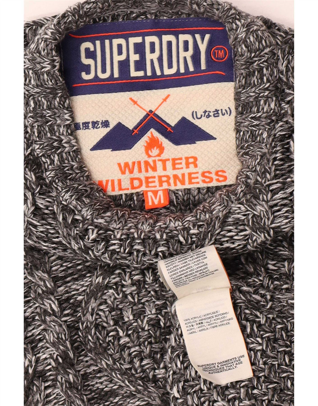 Maglione maglione girocollo da uomo Superdry grigio medio acrilico screziato invernale