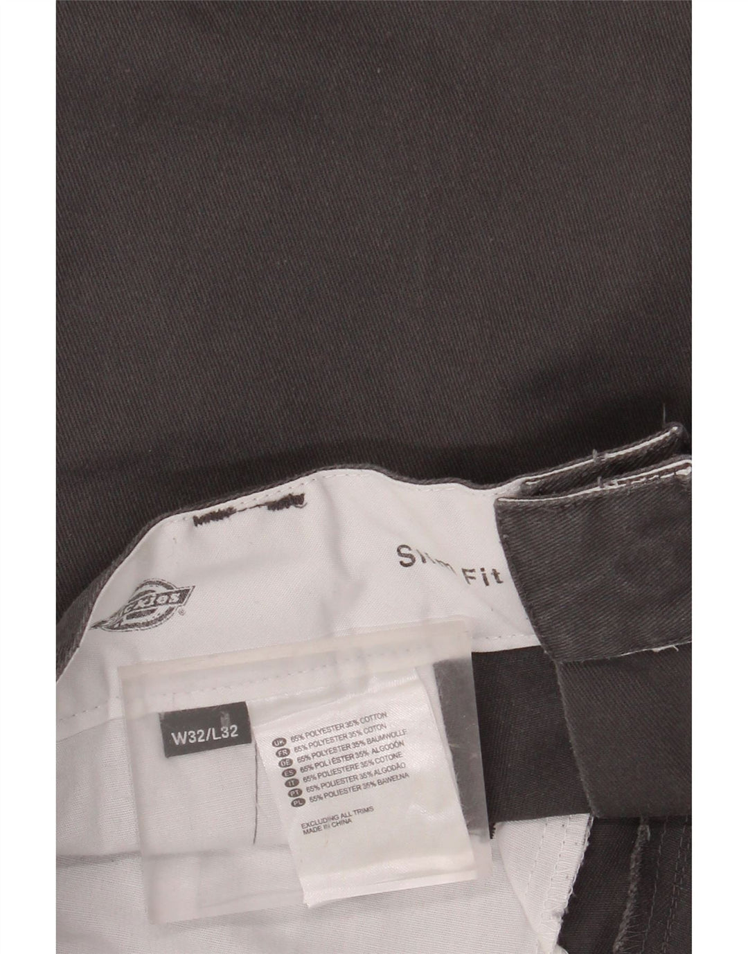 DICKIES Pantaloni chino slim fit da uomo W32 L32 poliestere grigio