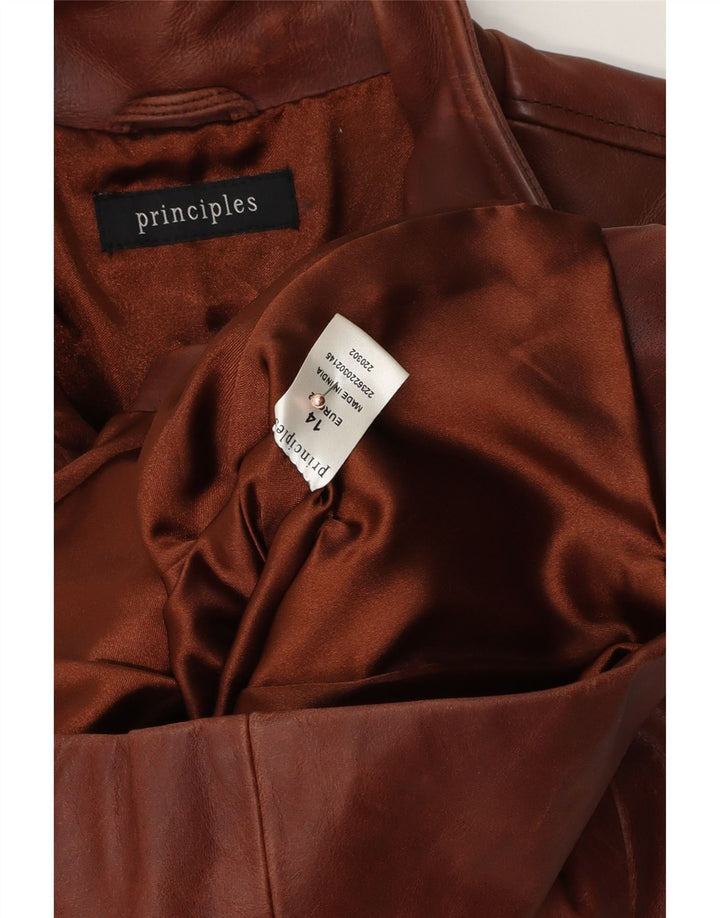 Giacca in pelle da donna Principles UK 14 Marrone medio
