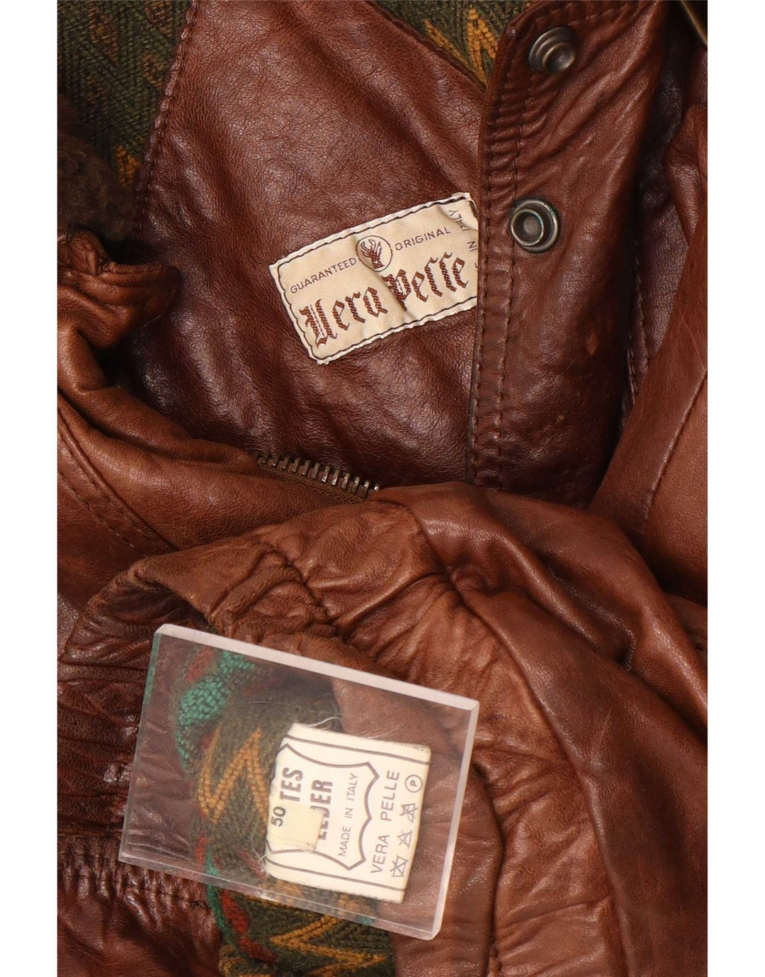 Giacca in pelle vintage da uomo IT 50 grande marrone