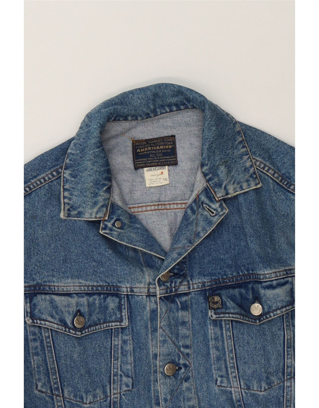 AMERICANINO Womens Denim Jacket UK 16 Large Blue Cotton Vintage Americanino and Second-Hand Americanino from Messina Hembry 