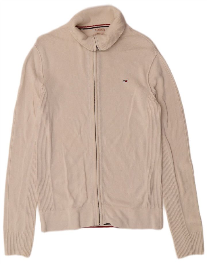 Maglione cardigan da uomo Tommy Hilfiger piccolo in cotone bianco sporco
