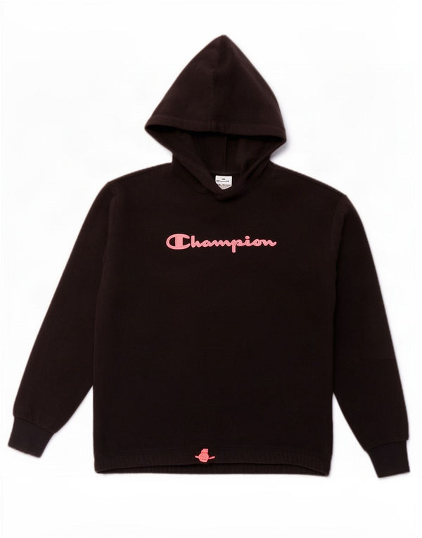 Maglione in pile con cappuccio grafico per ragazze Champion 15-16 anni 2XL poliestere nero