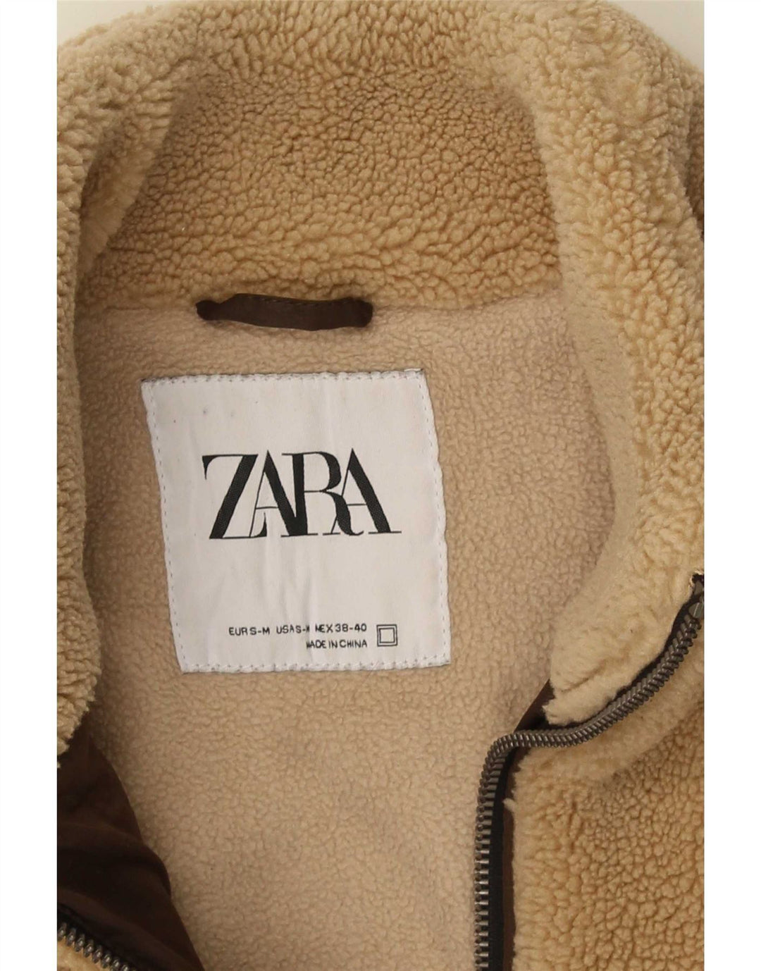 Giacca in pile Zara da uomo UK 38 Poliestere beige medio