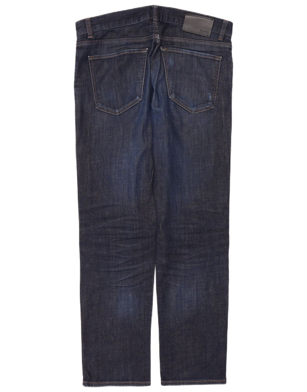 Jeans dritti da uomo Hugo Boss W32 L30 cotone blu navy