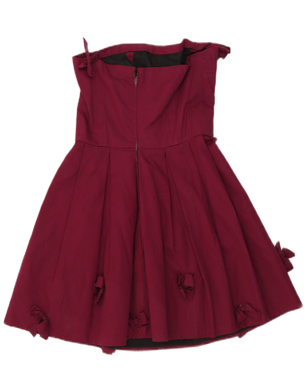 Abito corto senza spalline vintage da donna UK 8 piccolo bordeaux