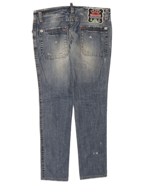 Dsquared2 Womens Distressed Slim Jeans W32 L32 Blue Cotton