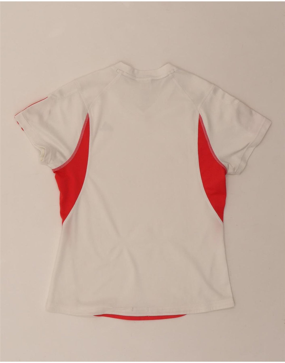 ADIDAS Womens Climacool T-Shirt Top UK 12 Medium White Colourblock Vintage Adidas and Second-Hand Adidas from Messina Hembry 
