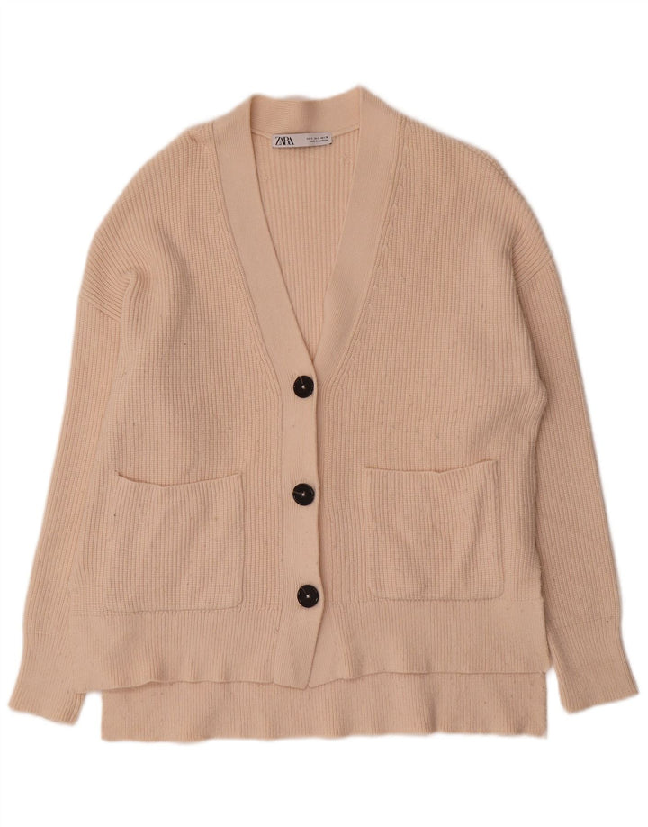 Maglione cardigan oversize da donna Zara UK 10 piccolo Beige
