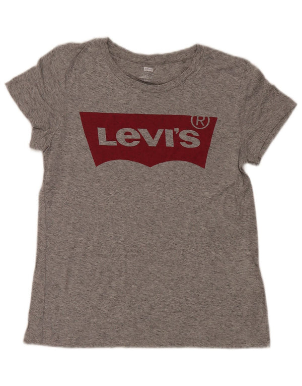 T-shirt grafica da donna Levi's Top UK 10 piccolo cotone chiazzato grigio