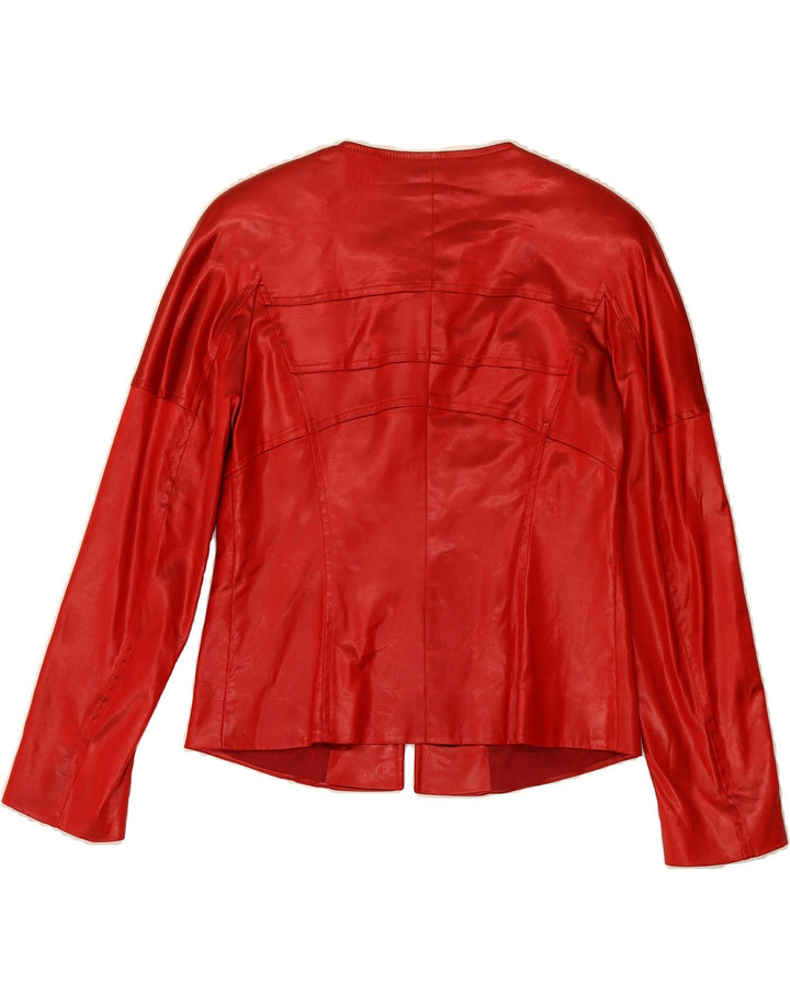 VINTAGE Womens Bomber Jacket UK 12 Medium Red Acetate Vintage Vintage and Second-Hand Vintage from Messina Hembry 
