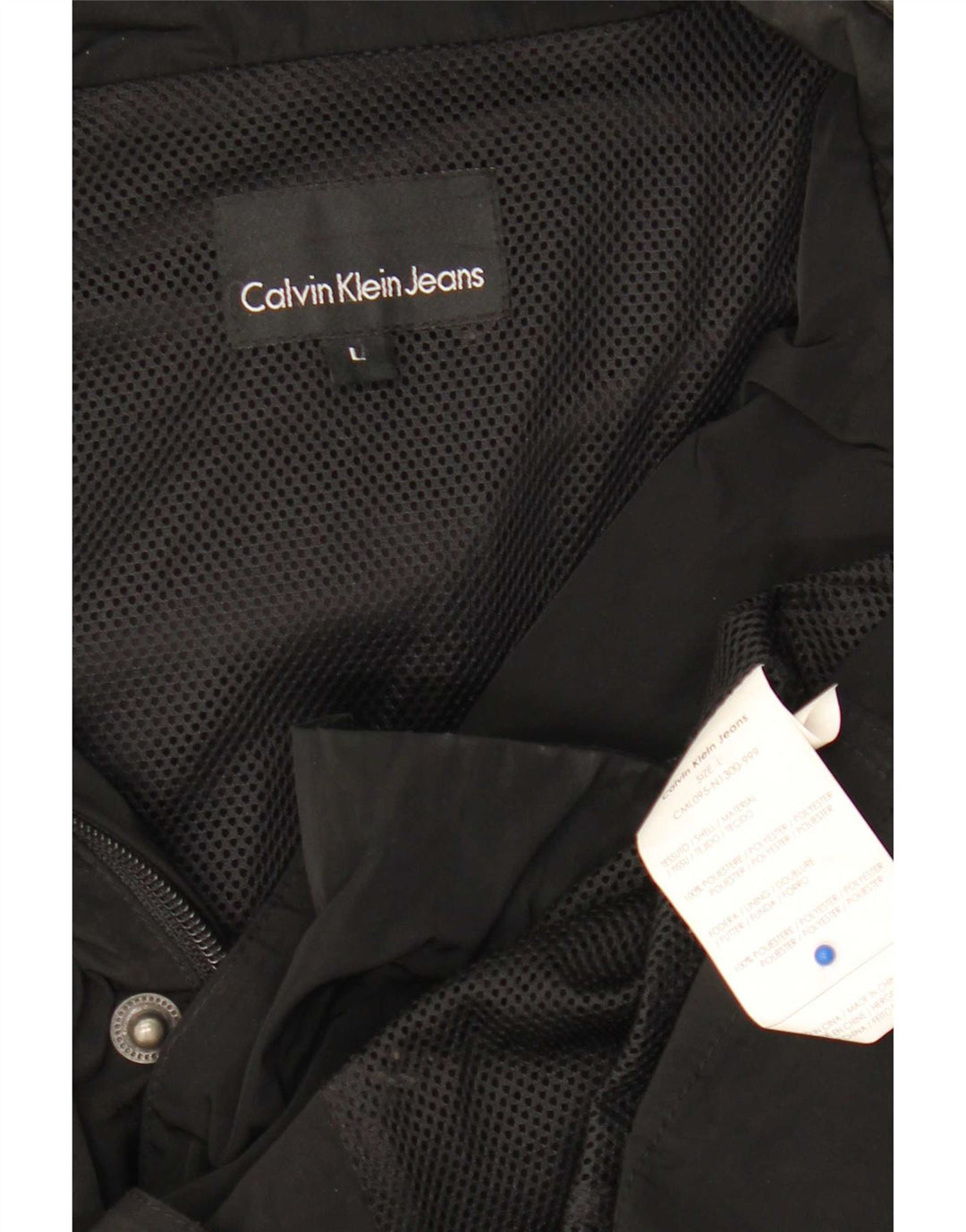 Giacca militare da uomo Calvin Klein Jeans UK 40 grande poliestere nero