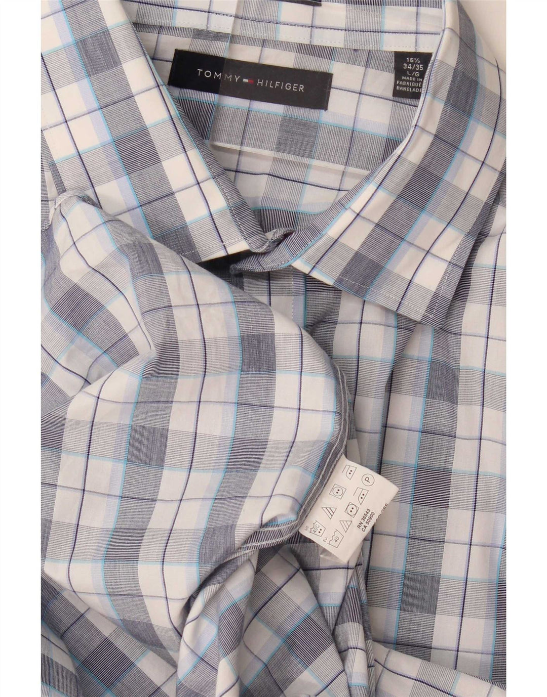 Camicia da uomo Tommy Hilfiger taglia 16 1/2 grande quadri blu