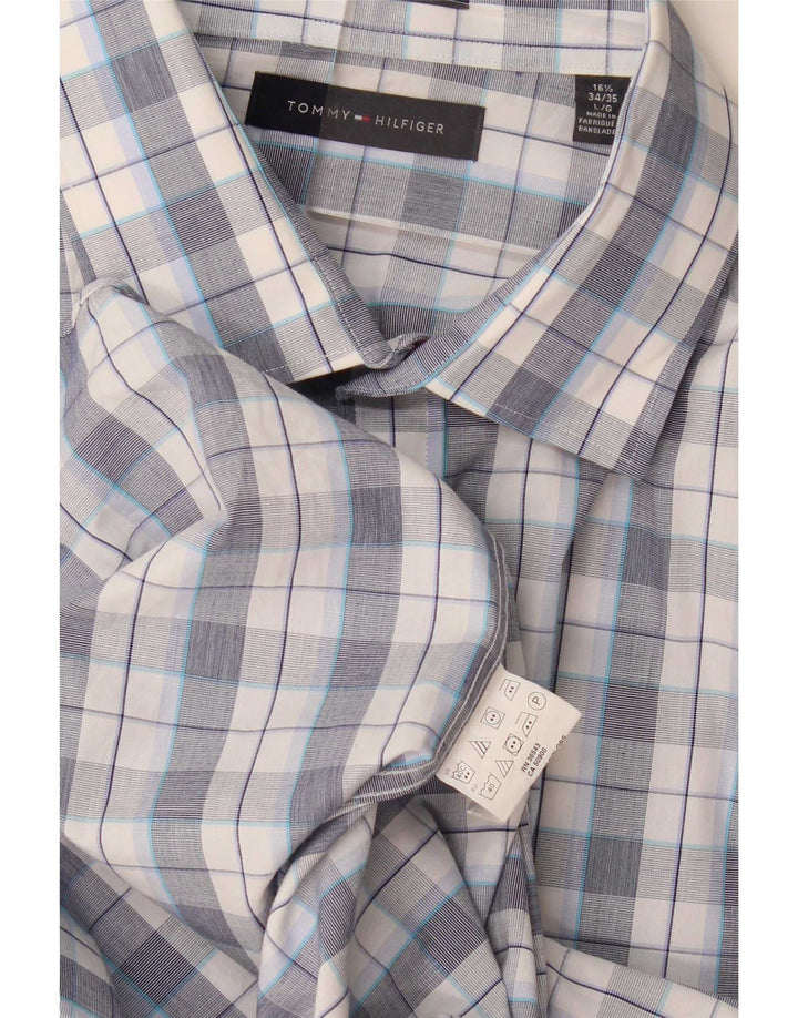 Camicia da uomo Tommy Hilfiger taglia 16 1/2 grande quadri blu
