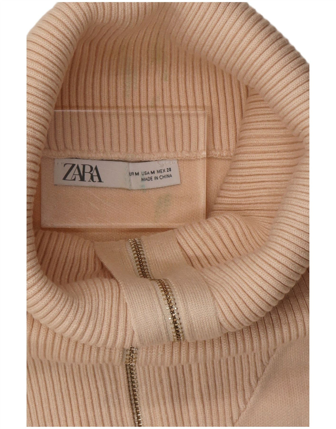 Maglione ZARA da donna oversize con collo e zip UK 14 Beige medio