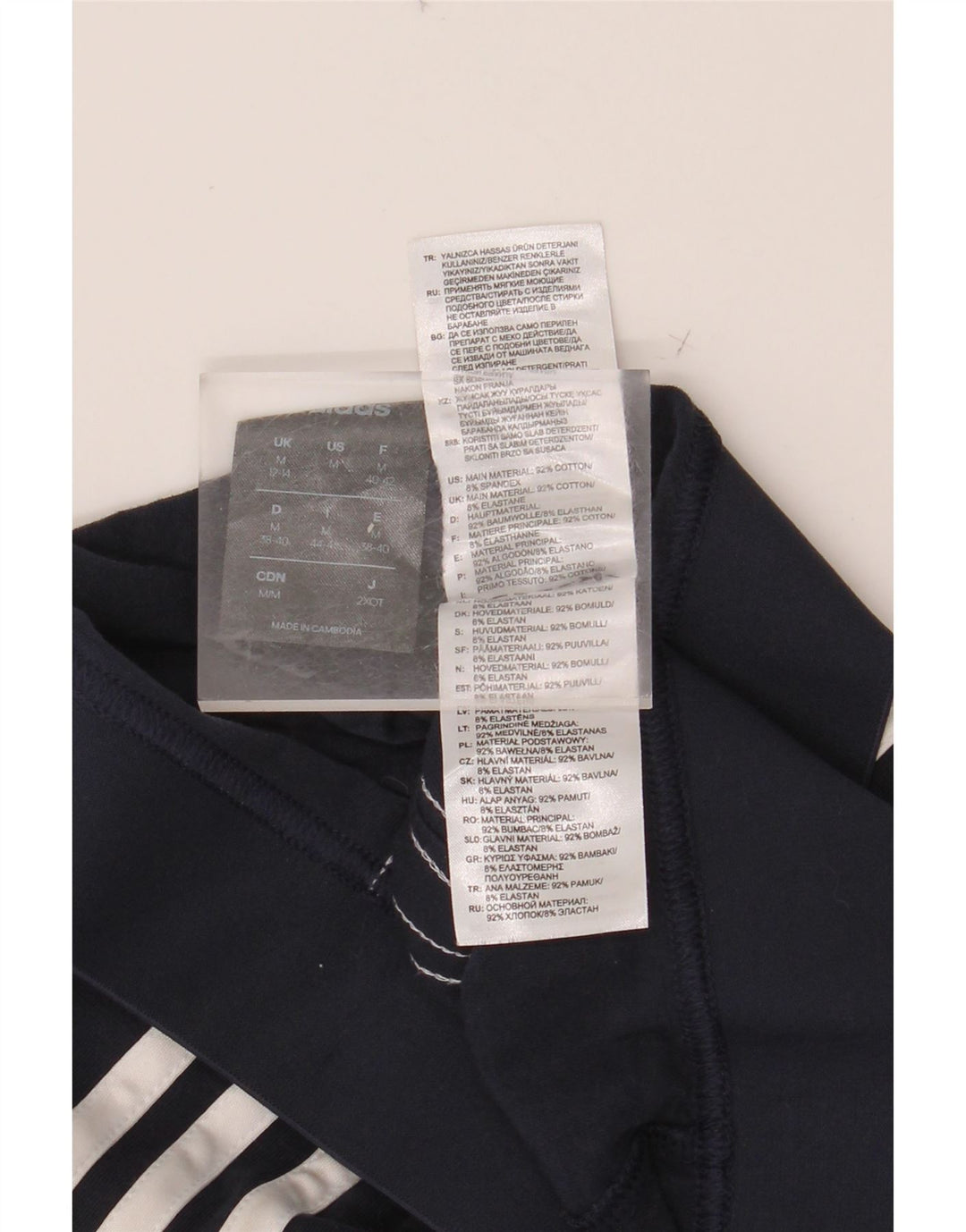 ADIDAS Womens Leggings UK 12/14 Medium  Navy Blue Cotton