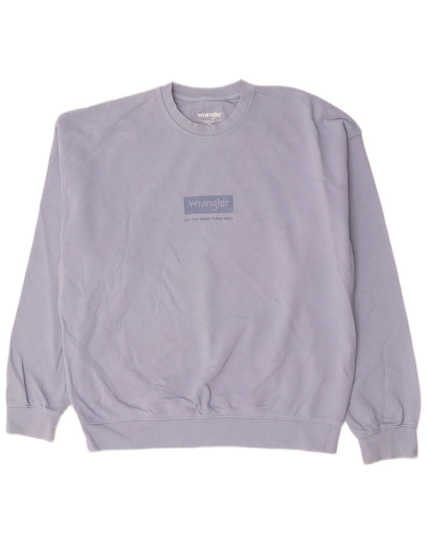 WRANGLER Felpa grafica da uomo vestibilità ampia maglione piccolo cotone blu