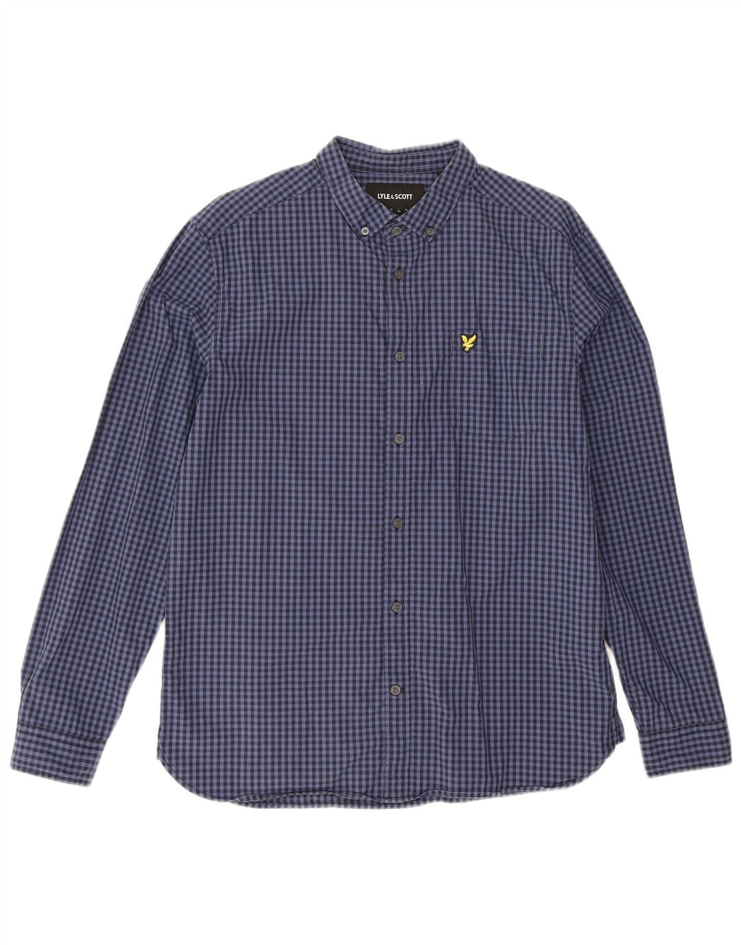 Lyle & Scott Camicia da uomo grande in cotone a quadretti blu navy