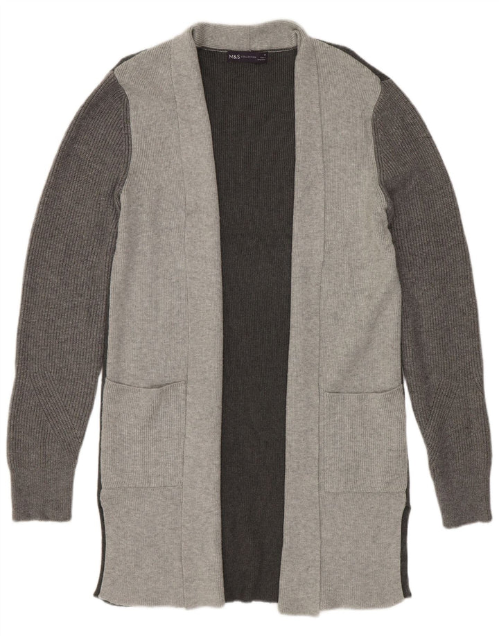 Maglione cardigan lungo da donna Marks & Spencer UK 10 piccolo grigio