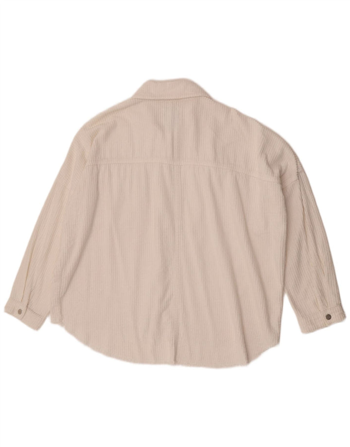 Camicia da donna oversize in velluto a coste Zara UK 14 cotone bianco medio