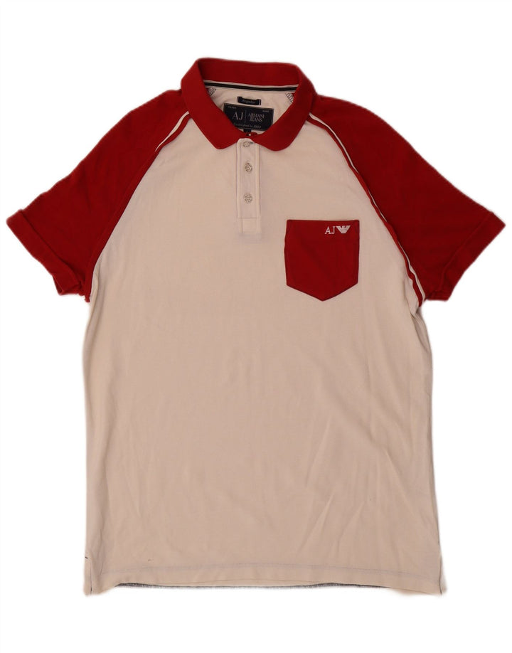 Polo classica da uomo Armani Jeans, grande, in cotone color block bianco sporco