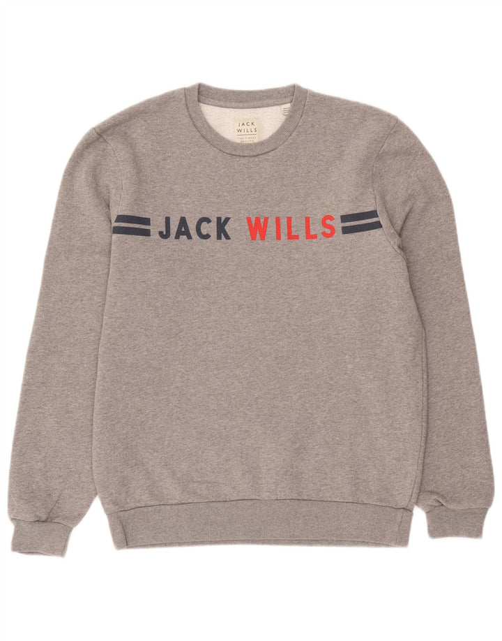 Felpa grafica da uomo Jack Wills Maglione cotone chiazzato grigio medio