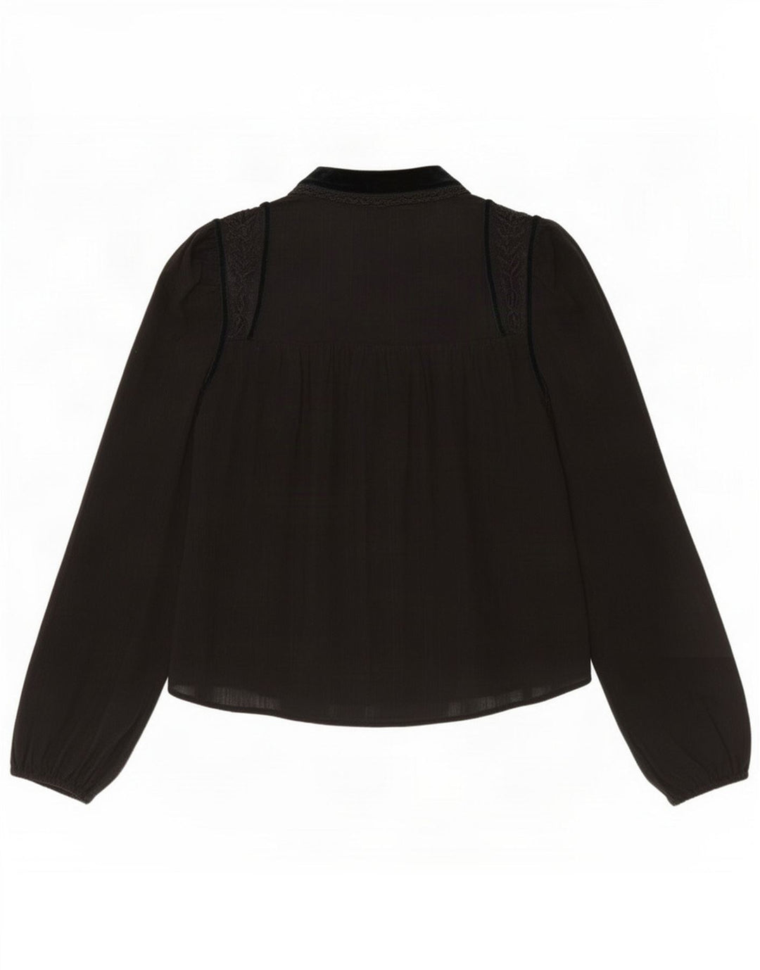 Zara camicia camicetta da donna UK 14 poliestere nero medio floreale