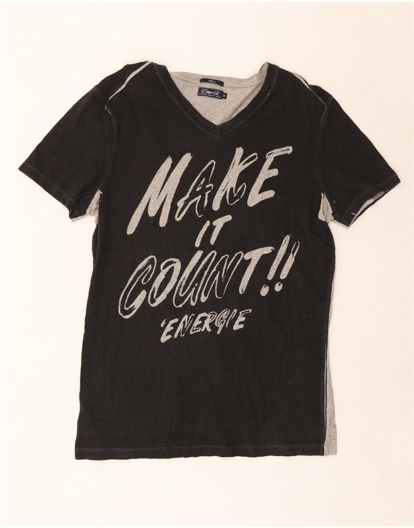 T-shirt grafica slim da donna Energie Top UK 14 Medium Black Colourblock