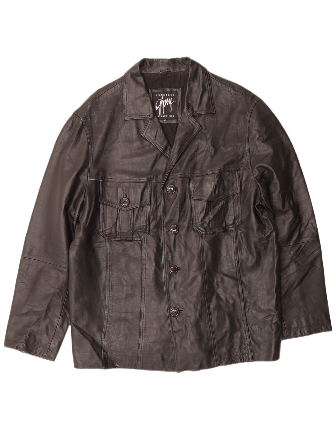 GIPSY BY MAURITIUS Mens Leather Jacket UK 42 XL Black Leather