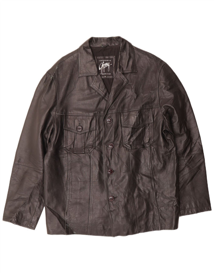 GIPSY BY MAURITIUS Mens Leather Jacket UK 42 XL Black Leather